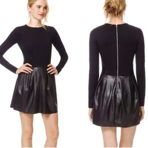 Wilfred Aritzia Faux Leather Black Mini Dresss
